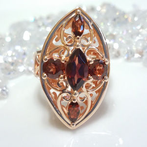 Marquise Garnet and Copper Statement Ring NWT